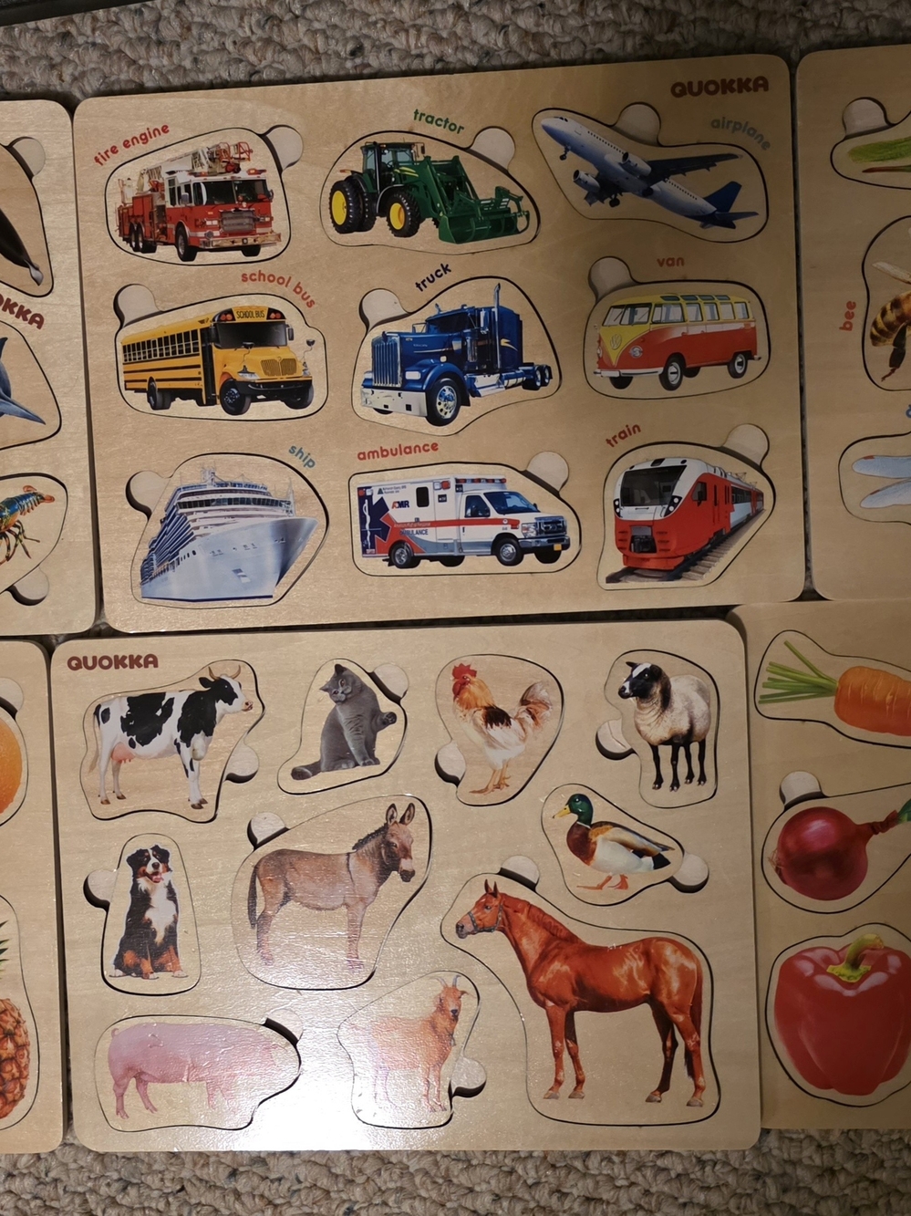 Kids Wooden Animal & Vehicle Puzzle Set - Multicolor